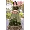 Women Embroidery Work Mehendi Green Gold Crush Silk Party Lehenga Choli Plus Size