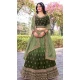 Women Embroidery Work Mehendi Green Gold Crush Silk Party Lehenga Choli - 12267206762