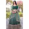 Women Embroidery Work Party Lehenga Choli Teal Blue Gold Crush Silk Plus Size