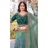 Women Embroidery Work Party Lehenga Choli Teal Blue Gold Crush Silk Plus Size