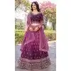 Women Party Lehenga Choli WIne Embroidery Work Gold Crush Silk Plus Size