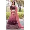 Women Party Lehenga Choli Embroidery Work Gold Crush Silk WIne Plus Size