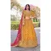 Women Party Lehenga Choli Banarasi Silk Zarkan Mustard Plus Size