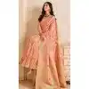 Women Silk Peach Zari Saree Plus Size