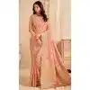 Women Silk Peach Zari Saree Plus Size