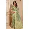 Women Saree Zari Green Silk Plus Size