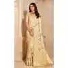 Women Silk Zari Saree Cream Plus Size