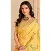 Women Silk Saree Zari Light Yellow Plus Size