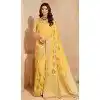 Women Silk Saree Zari Light Yellow Plus Size