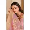 Women Pink Zari Saree Silk Plus Size