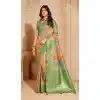 Women Silk Green Zari Saree Plus Size