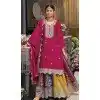 Women Party Wear Salwar Suit Prettified with Embroidery work Chinon Pink Plus Size
