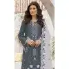 Women Party Wear Salwar Suit Embroidery Sequence Work Grey Faux Georgette Plus Size