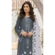 Women Party Wear Salwar Suit Embroidery Work Grey Faux Georgette - 12366207297