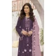 Women Embroidery Work Faux Georgette Purple Party Wear Salwar Suit - 12366207300