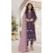 Women Embroidery Work Faux Georgette Purple Party Wear Salwar Suit - 12366207300