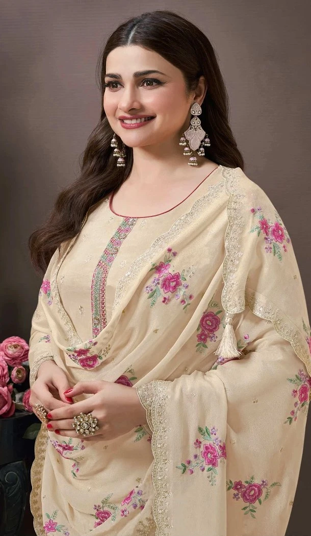 Women White Sequence Work Silk Party Wear Salwar Suit - 12369207312