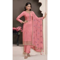 Women Party Wear Salwar Suit Pink Sequence Work Silk - 12369207313