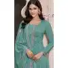 Women Sky Blue Party Wear Salwar Suit Silk Embroidery Sequence Work Plus Size