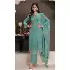 Women Sky Blue Party Wear Salwar Suit Silk Embroidery Sequence Work Plus Size
