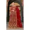 Women Red Anarkali Suit Front & Back Heavy Coding & Stone Work Pure Butterfly Net Plus Size