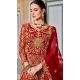 Women Red Anarkali Suit Heavy Coding  Work Pure Butterfly Net - 12438207669