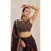 Women Black Organza Floral Printed Lehenga Choli Plus Size