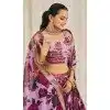 Women Floral Printed Organza Sequins Party Lehenga Choli Plus Size