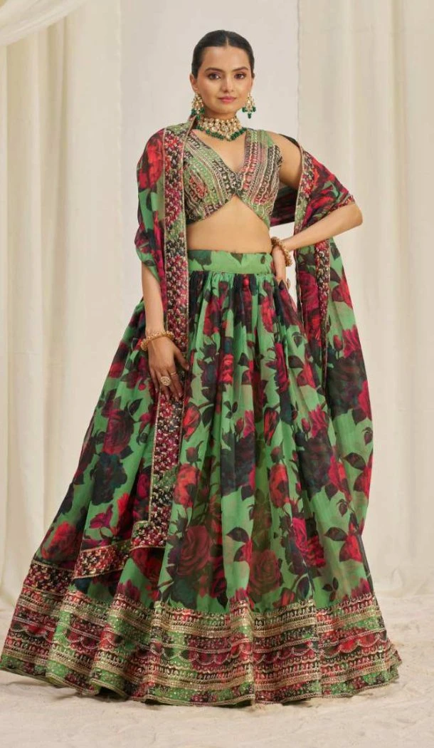 Women Floral Printed Dori Sequins Party Lehenga Choli - 12488207911