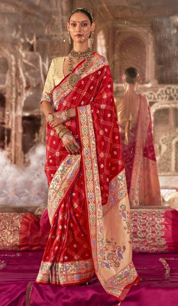 Women Saree Embroidery Silk Maroon - 12522208085