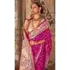 Women Pink Purple Saree Silk Embroidery Plus Size