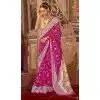Women Pink Purple Saree Silk Embroidery Plus Size