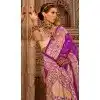 Women Purple Silk Saree Embroidery Plus Size