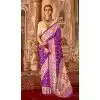 Women Purple Silk Saree Embroidery Plus Size