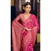 Women Georgette Saree Pink Jacquard Work Plus Size