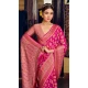 Women Georgette Saree Pink Jacquard Work - 12523208090