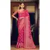 Women Georgette Saree Pink Jacquard Work Plus Size