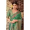 Women Jacquard Work Rama Green Georgette Saree Plus Size