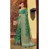 Women Jacquard Work Rama Green Georgette Saree Plus Size