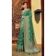 Women Jacquard Work Rama Green Georgette Saree - 12523208091