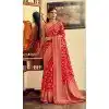 Women Jacquard Work Georgette Saree Red Plus Size