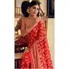 Women Jacquard Work Georgette Saree Red Plus Size