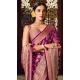 Women Jacquard Work Georgette Saree Purple - 12523208094