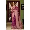 Women Jacquard Work Georgette Saree Purple Plus Size