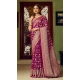 Women Jacquard Work Georgette Saree Purple - 12523208094