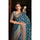 Women Saree Teal Jacquard Work Georgette - 12523208095