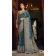 Women Saree Teal Jacquard Work Georgette - 12523208095