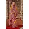 Women Embroidery Super Silk Saree Yellow Plus Size