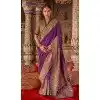 Women Saree Embroidery Purple Super Silk Plus Size