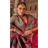 Women Maroon Super Silk Embroidery Saree Plus Size